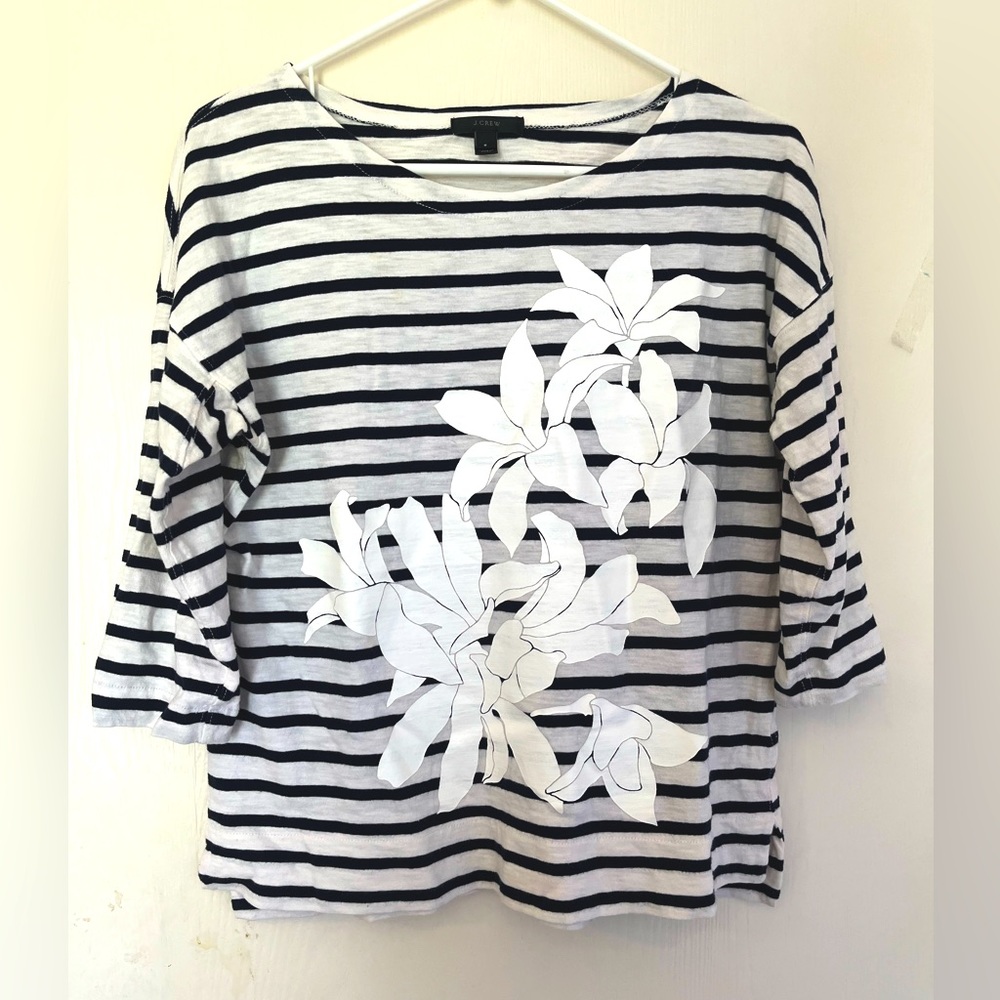 Vintage J.Crew boatneck 3/4 length sleeve shirt.